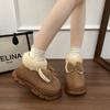 Women's Lightweight Chunky-Soled Winter Insulated Snow Boots with Bow Detail Faux Fur Lining, Slip-Resistant, Durable, Casual Athletic Cotton Boots
