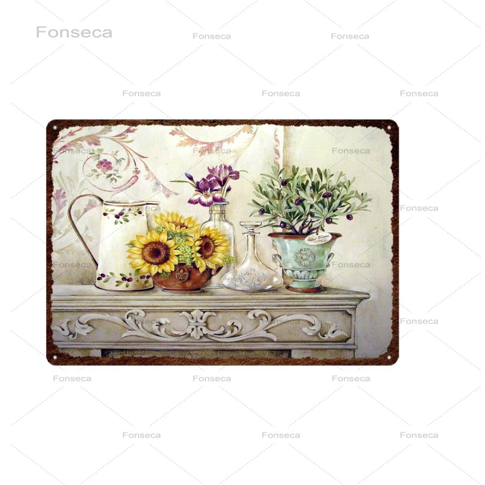 Vintage Flowers Metal Sign Garden Floral Retro Tin Plaques Home Decoration Wall Art Iron Painting 20X30Cm