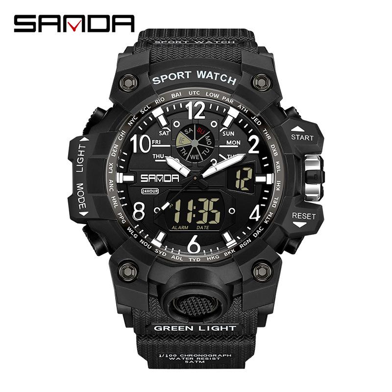 Sanda Youth Fashion Luminous Waterproof Shockproof Alarm Men's Watch