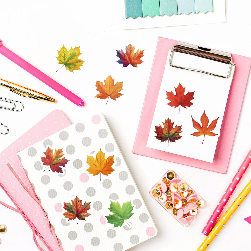 500PCS Maple Leaves Roll Stickers Gift Decorative DIY Phone Scrapbooking Bottles Waterproof Room Modern Home Sealing Stickers