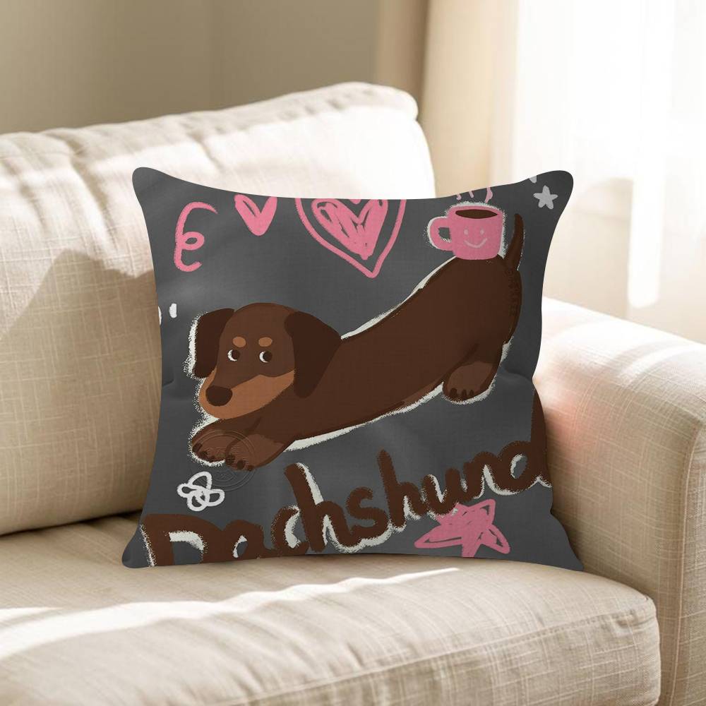 Cartoon Cute Dachshund Personalized Pillow Dust Cover Bedroom Kids Party Decoration Pillowcase Birthday Children Gift