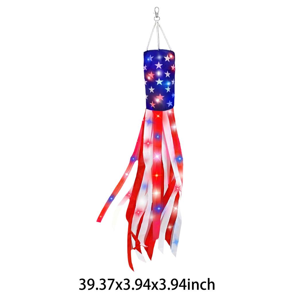 American Flag Windsock 3 Modes Hanging 4th of July Decorations Reusable Independence Day Memorial Day Windsocks for Home Decor