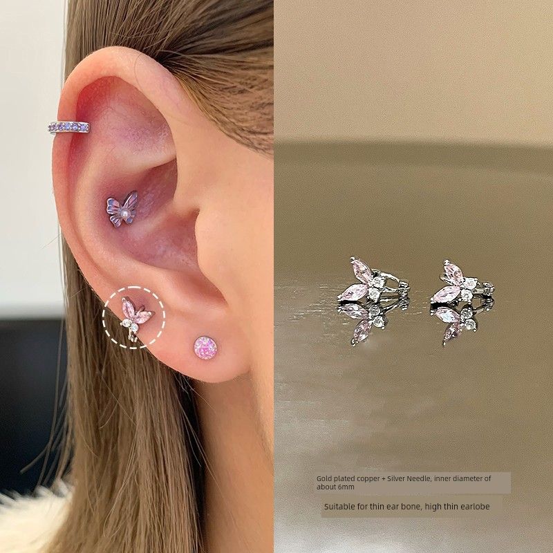 Ear Bone Nail Ear Bone Ring Medical Titanium Steel Ear Studs Ear Hole Titanium Alloy Female Ear Worm Nail Edge Unique Earrings Earrings