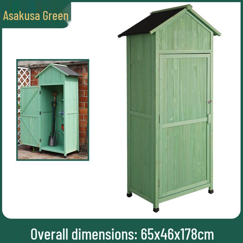 Waterproof Outdoor Wooden Storage Cabinet for Garden Tools - Anti-Corrosion and Sun Protection, Ideal for Courtyard and Balcony Use.