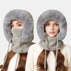 Outdoor Headgear 3 in 1 Hat Scarf Detachable Face Guard Set Adjustable Face Fit Windproof Warm Knit Fleece Cold Weather Hat