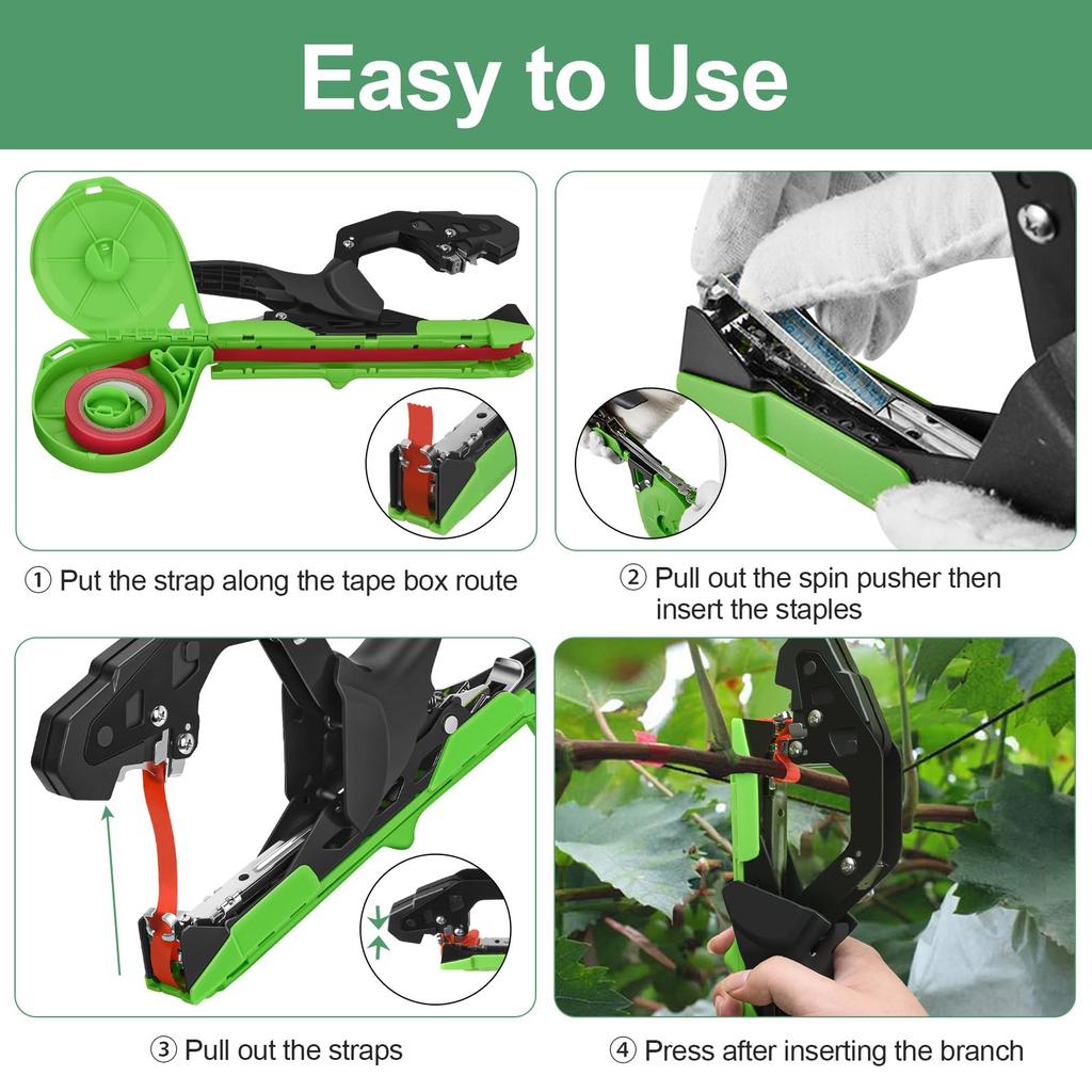 Plant Tying Machine, Lightweight Plant Tying Tape Tool To Tie Up Vine Quickly,  Tie Up Vine Tomatoes and Grapes Quickly Garden T