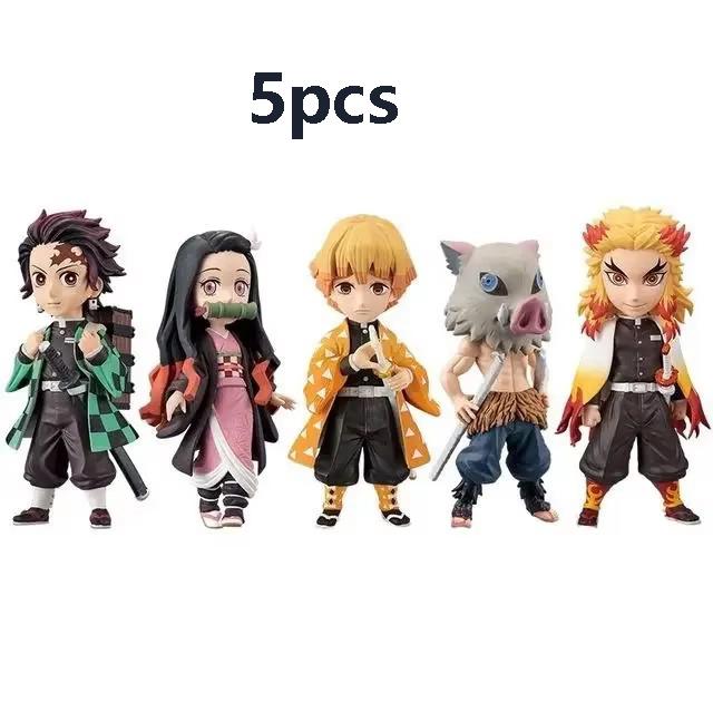 5 Pièces/Ensemble Figurine d'Action Anime Demon Slayer Jouets Dessin Animé PVC Kamado Tanjirou Kamado Nezuko Modèle Poupée Jouet Cadeau Pour Enfants