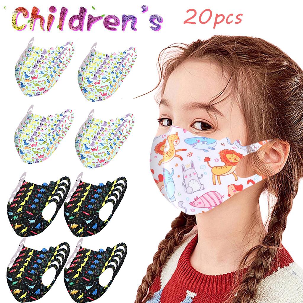 5Pcs Children Kids Face Coverings Washable Adjustable Reuseable Cartoon Lovely Face Protection