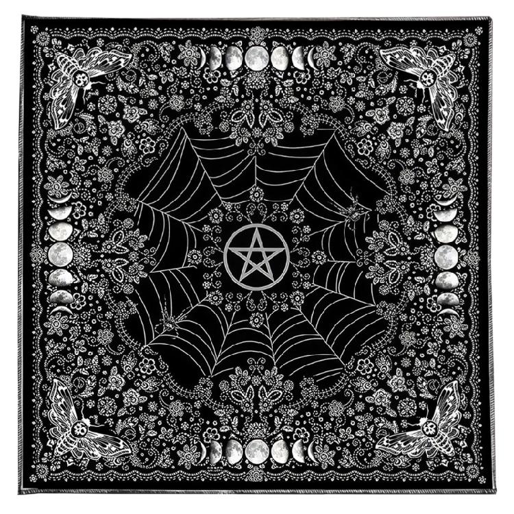 

Moon Flower Star Tarots Card Tablecloth Altars Cloth Altars Cloth Divinations Card Table Cloth Tapestry Easy to Use A 60x60cm