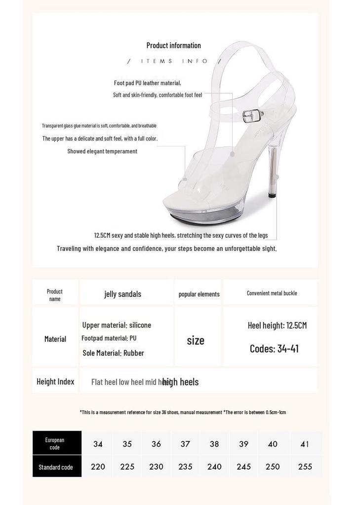 Plus Size Crystal Stiletto Platform Sandals with Open Toe – Fashionable European & American High Heels