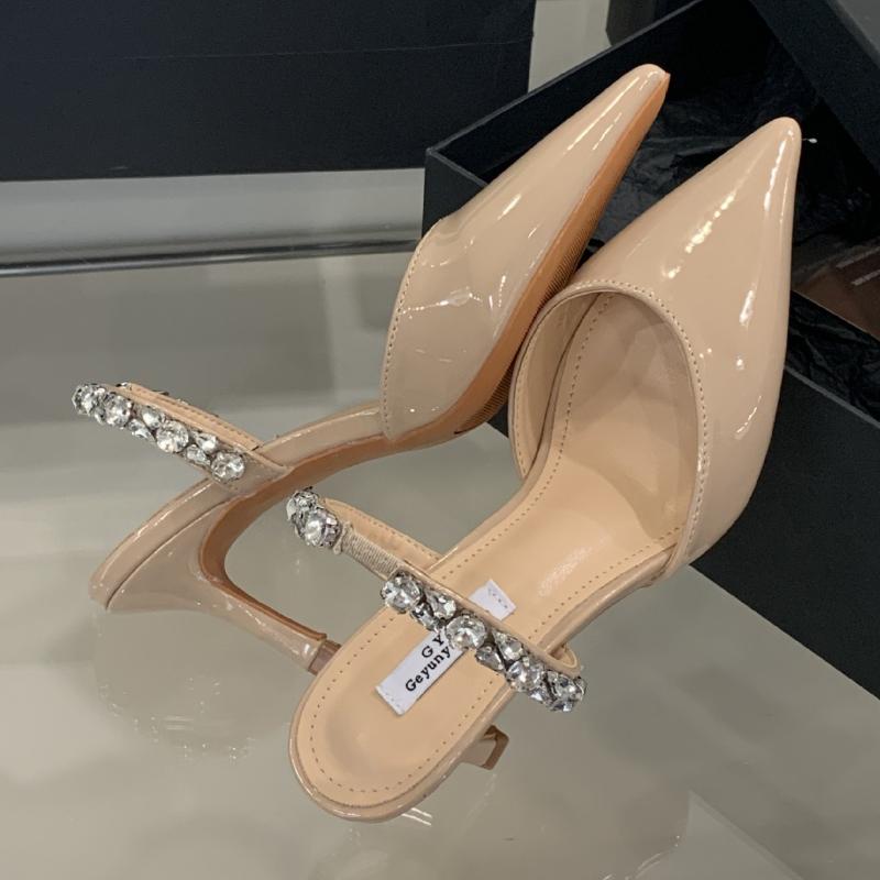 Fashion Luxury Rhinestone Slingback Pumps Women Fashion Pointy Toe Thin Heel Brand Designer Shoes Comfortable Elegant Party Dress Shoes