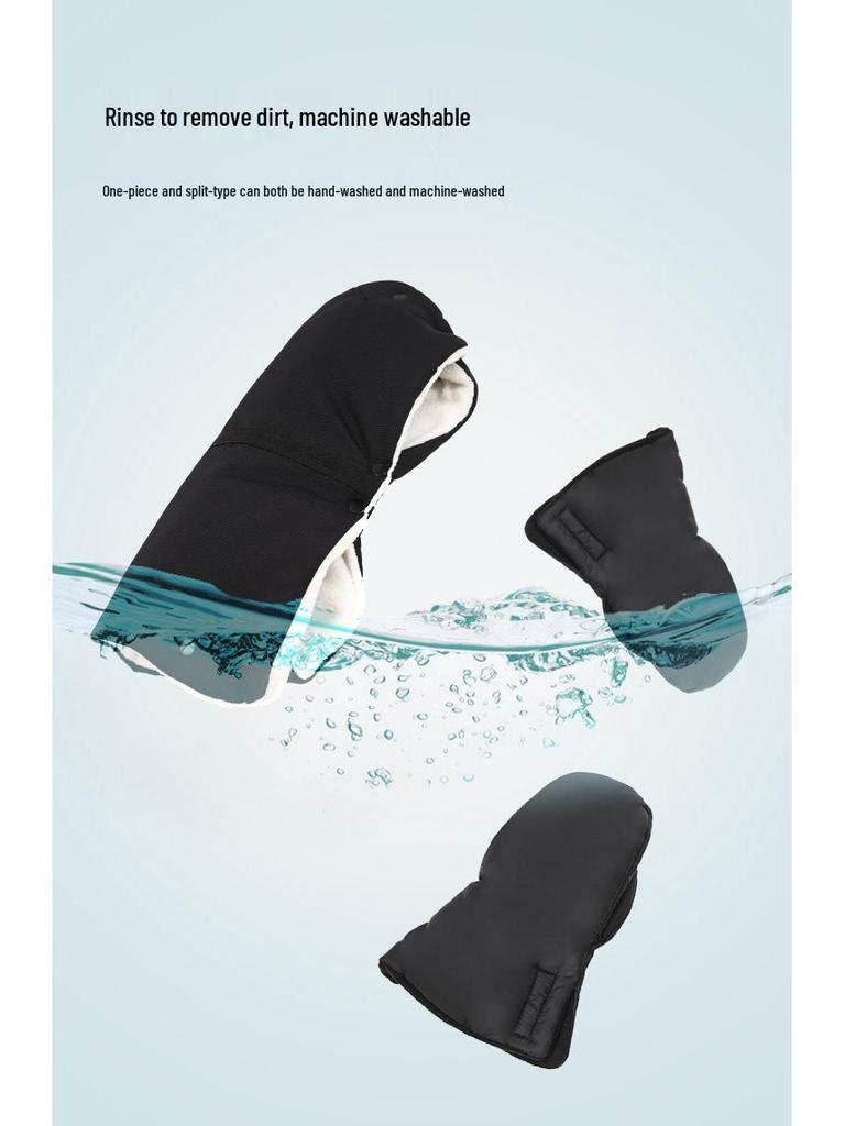 Winter Windproof Baby Stroller Handle Gloves with Thick Wool Lining