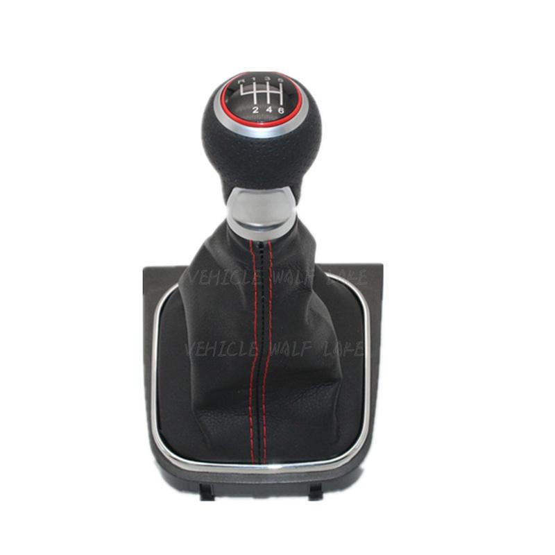 For VW Scirocco 2009 2010 2011 2012 2013 2014 Car-Stying 6 Speed Car Stick Gear Shift Knob With Leather Boot Red Line