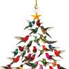 3 PCs Hummingbird Christmas Ornament Colorful Hummingbirds Tree Decor for Yard Courtyard Door Outdoor Windows Decoration