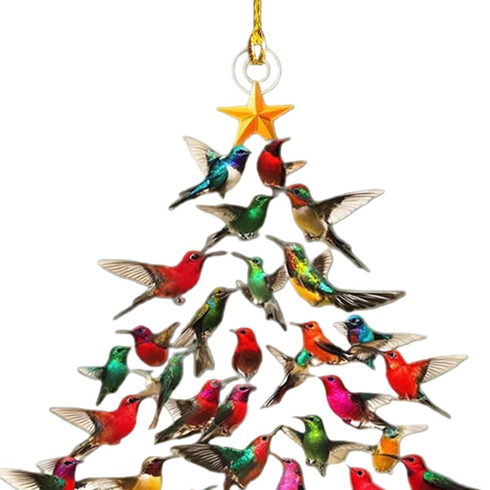 3 PCs Hummingbird Christmas Ornament Colorful Hummingbirds Tree Decor for Yard Courtyard Door Outdoor Windows Decoration