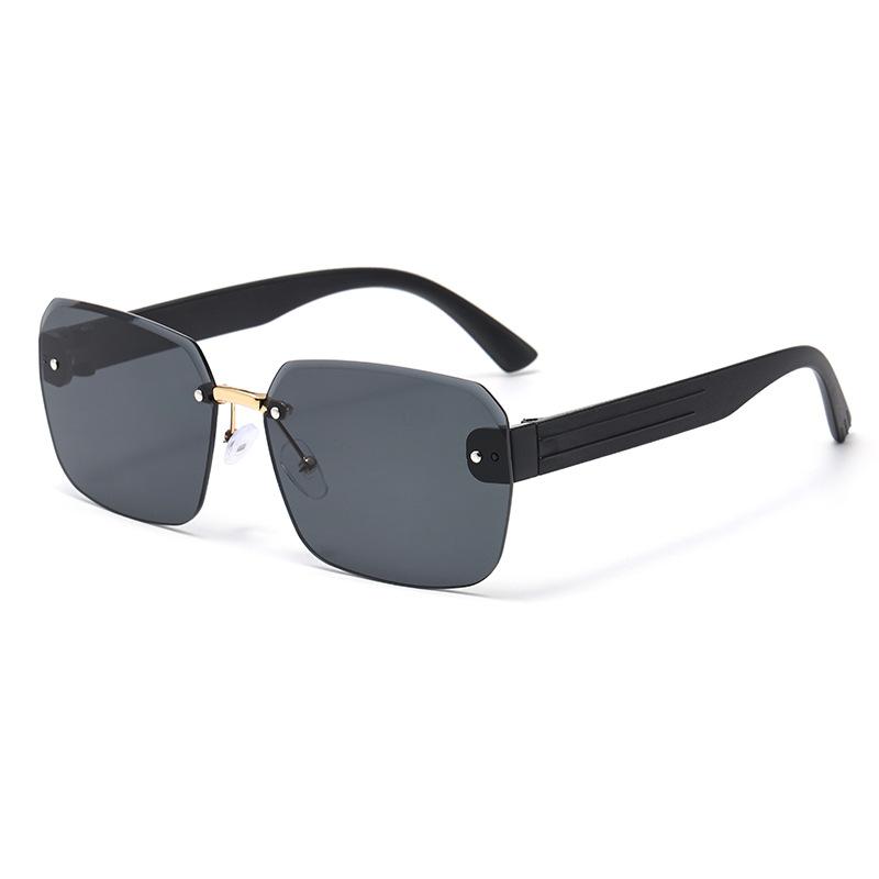 Vintage Rimless Square Frame Sunglasses Unisex High Sense Fashion Trendy European American Style Outdoor UV Protection Sun Shades for Women Men