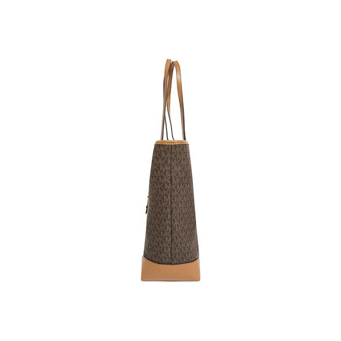Michael Kors Eva Monogram Logo Stripe Color Block Coated Canvas Tote Bag Women Tote Apple-Brown 30T9GV0T7B-252