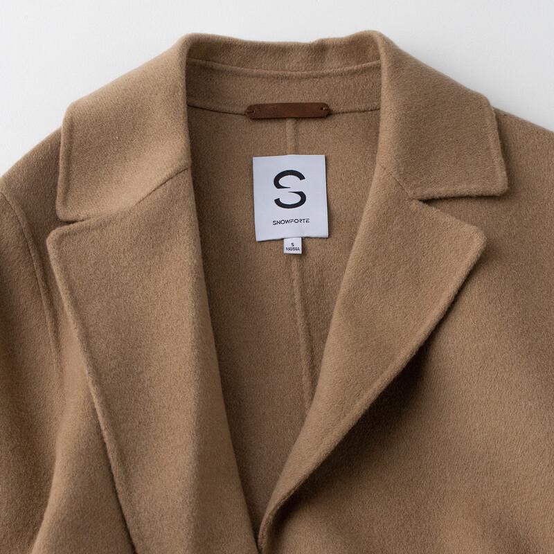 Sinuofude Women's Cashmere Blend Double-sided Wool Lapel Coat