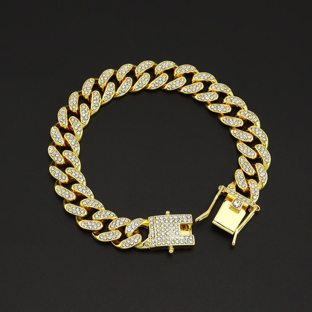 Hip-Hop Style Cuban Chain Clavicle Necklace with Diamond-Studded Butterfly Buckle – Trendy and Dazzling Personality Accessories
