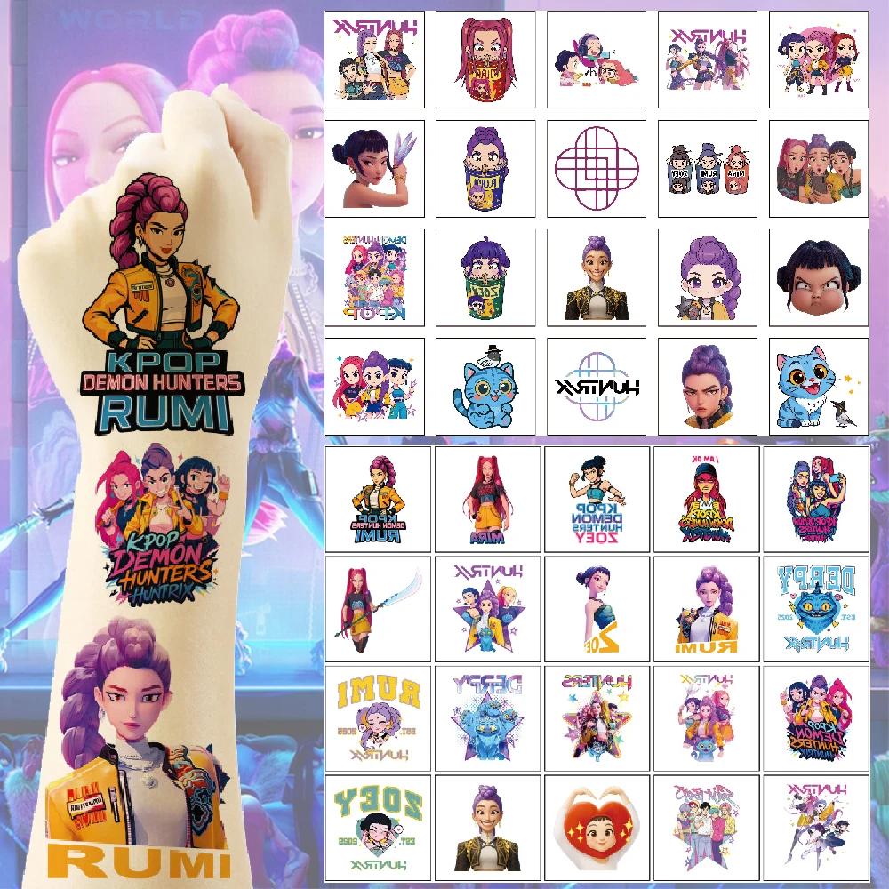 20/40pcs Waterproof Demon Hunter Cartoon Anime Temporary Tattoos Body Art Stickers Toys for Kids K-pop Fans Funny Party Gifts