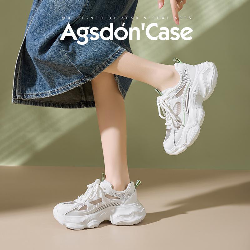 Augustine Mesh Dad Shoes Women 2025 Summer New Thin Platform White Shoes Lightweight Casual Sports Shoes