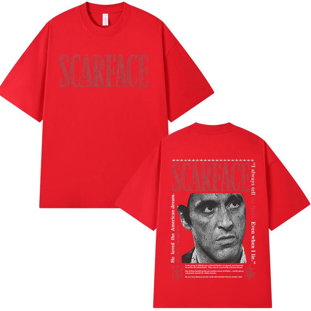 Gangsters Movie Scarface T-shirt Tony Montana Al Pacino T-shirts Unisex Women Clothing Vintage Gothic Oversized T Shirt Streetwear S