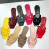 European and American genuine leather women's flat slippers, flat-heeled women's shoes, flip-flops, large-sized sandals