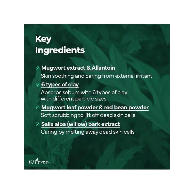 Isntree Mugwort Calming Clay Mask 100ml | Sebum Control | Pore Tightening | Exfoliates Rough Skin | Blackhead Care | Wash-Off Mask | Korean Skincare