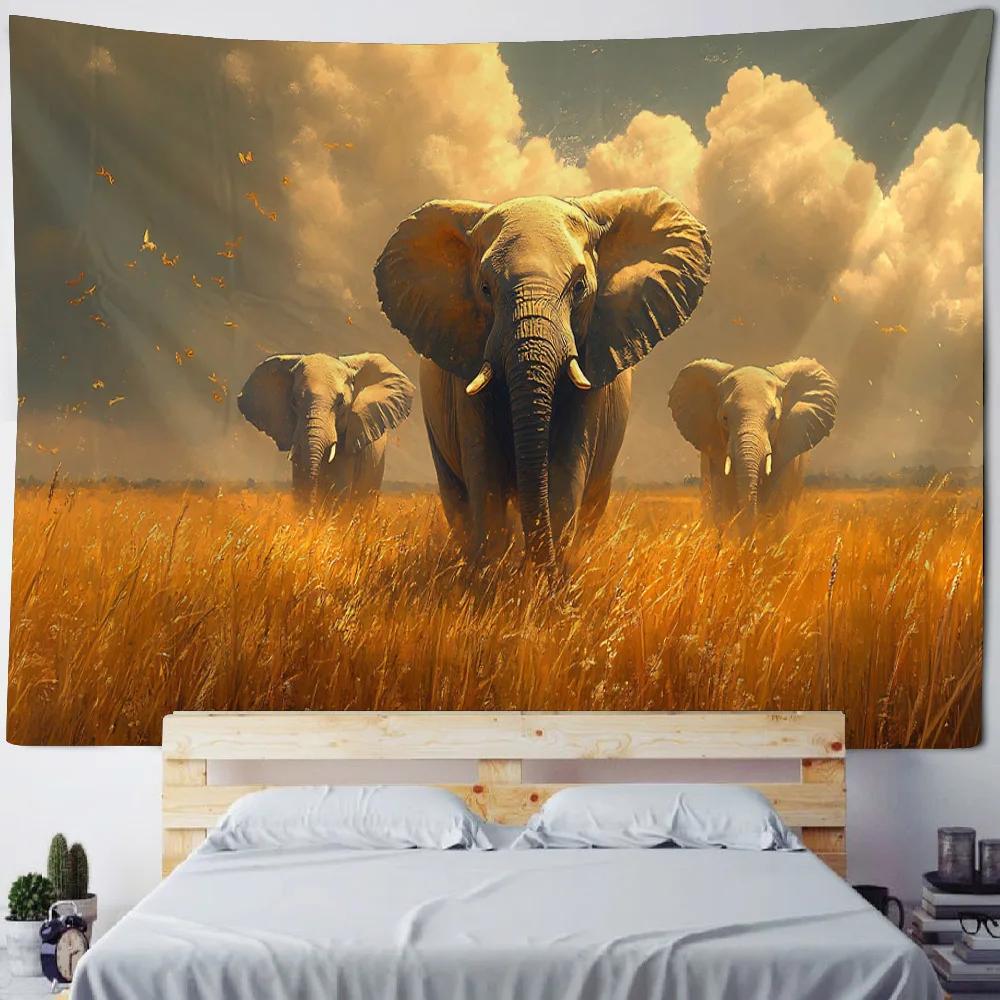 Elephant Mandala Tapestry Wall Hanging Abstract Psychedelic Witchcraft Bohemian Hippie Tapiz Living Room Home Decoration