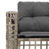 L shaped Garden Sofa with Cushions and Footstool Grey Poly Rattan