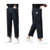 Autumn new four seasons European large size cotton soft blue gray straight eight-point jeans men's very light pants