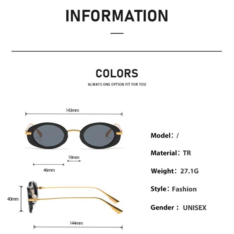 European and American Personalized, Fashionable, and High-end Street Photography Sunglasses UV400 Oval Metal Small Frame Glasses