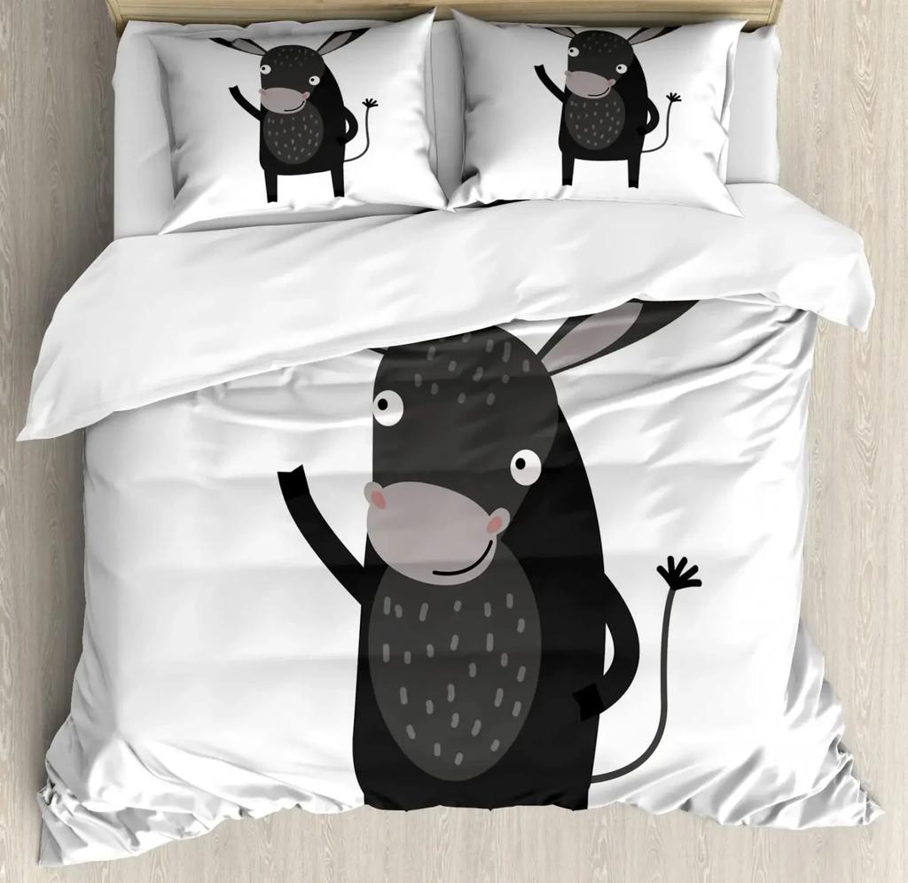 Donkey Duvet Cover King Queen Funny Cartoon Animal Printed Bedding Set For Kids Teens Adults Cute Farm Animals Soft Quilt Cover