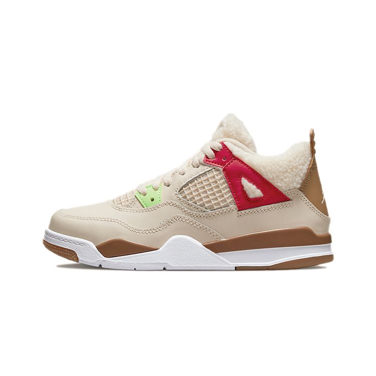 Air Jordan 4 Retro PS Wild Things Kids Sneakers Cream Sail University-Red DH0573-264