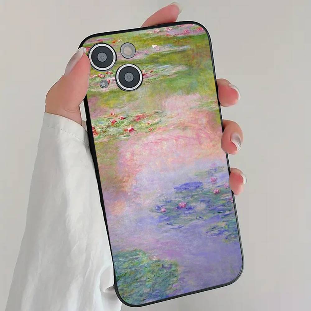 C-Claude M-Monet Art Style Phone Case Cool Black Silicone Soft For IPhone 16 15 14 13 12 11 X XR Plus Pro Max Plus