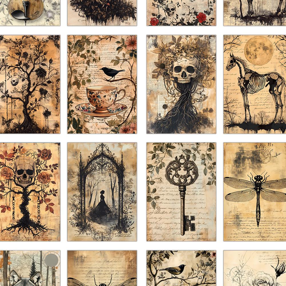 32pcs, vintage Halloween postcards, skulls, wolves, birthday/anniversary gifts, collectible, giftable, and mailable