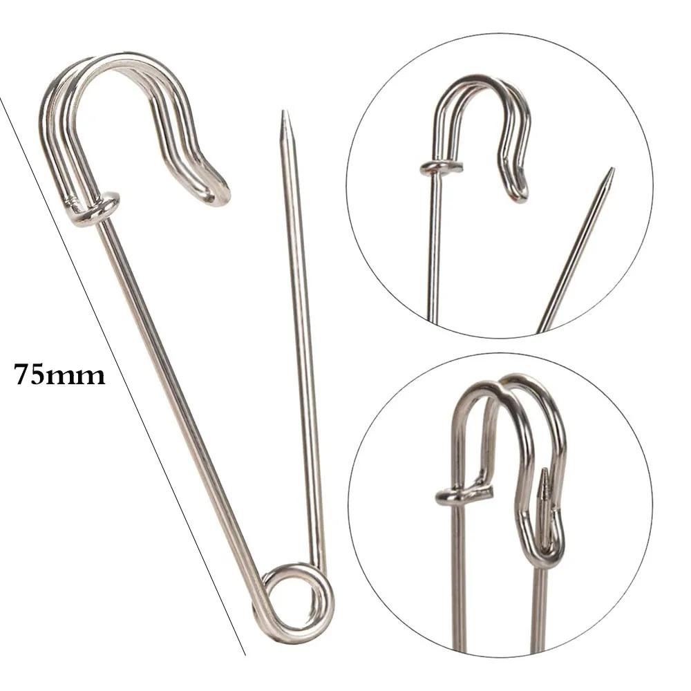 10 Large Safety Pins 2.9" Heavy Duty Blanket Pins Bulk Steel Spring Lock Pins Fasteners for Blankets Crafts Skirts Brooch Making