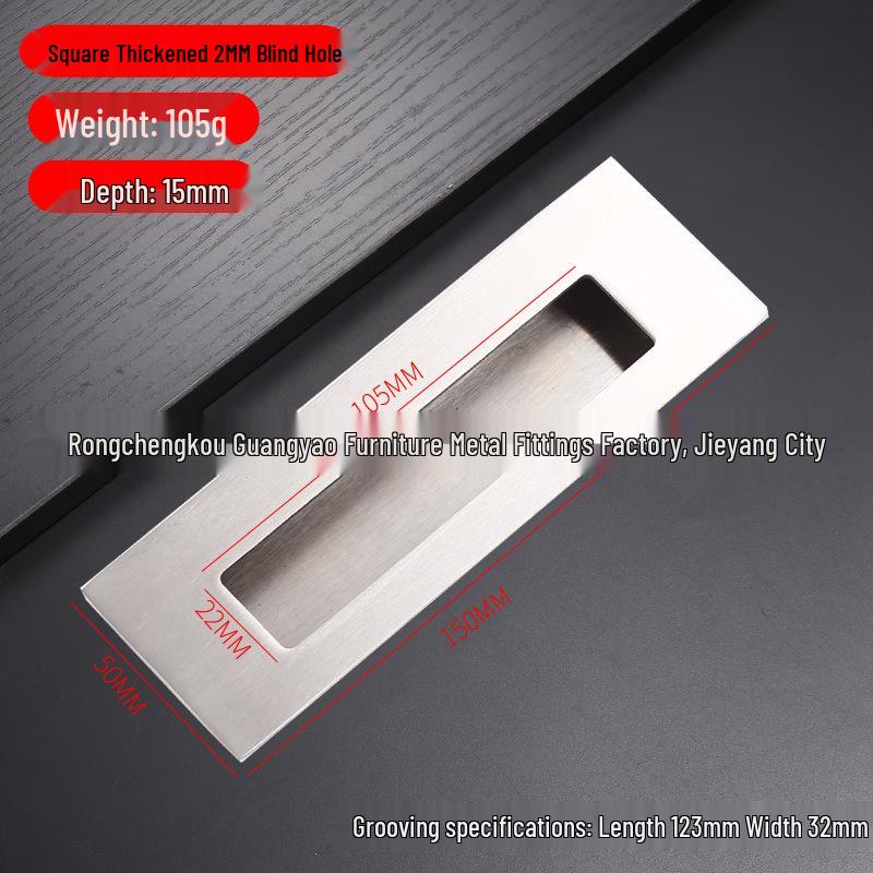 Stainless Steel Concealed Recessed Pull Handle for Drawers and Sliding Doors