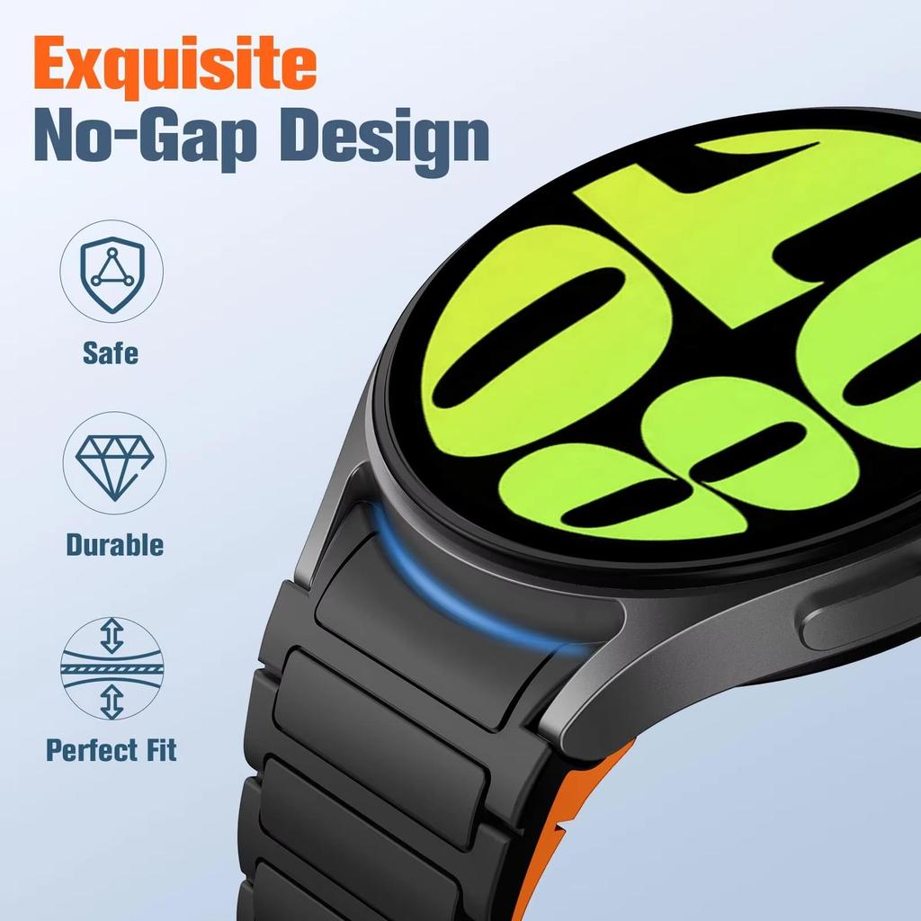 No Gap Silicone Strap for Samsung Galaxy Watch 7 6 5 4 FE 40/44mm 5 Pro Magnetic Band for Galaxy Watch 6 4 Classic 47mm46mm Belt