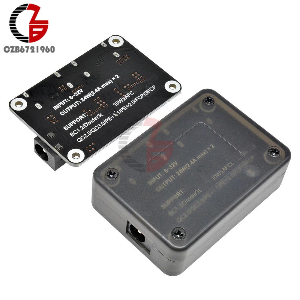 QC3.0 QC2.0 Car USB Charging Buck Module Step Down Fast Quick Car Charger Board 24V 12V to 5V 9V Voltage Regulator DC Dual USB