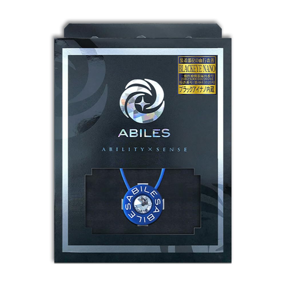 UNICA ABILES Nano Crystal Necklace with Coil and BLACK EMF Electromagnetic Wave Supervised by Size S Blue Maruyama-Style EYE, Protection, Blocking,