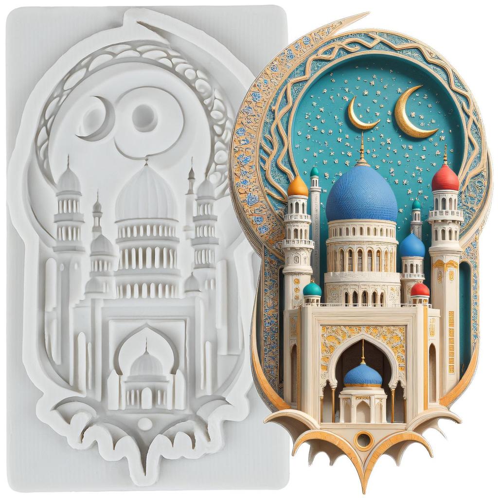 Castle Silicone Mold Moon Castle Fondant Molds Cake Decorating Tools Cupcake Topper Candy Resin Clay Chocolate Gumpaste Mold