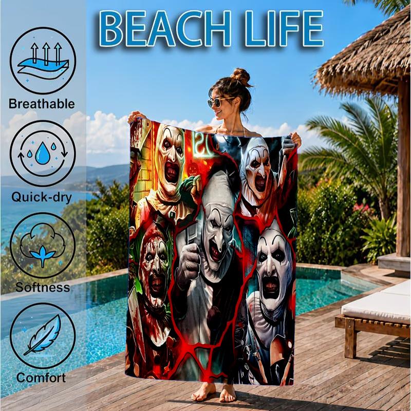Clown Horror Beach Towel, Microfiber Beach Towel, Perfect For Pool, Beach, Travel, Home Decor Beach Party Fan gifts