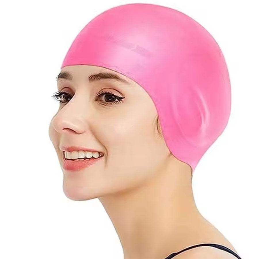 DEZITION Durable Silicone Swimming Cap with Ear Pockets for Adults and Teens - Protects Long Hair and Provides High Elasticity