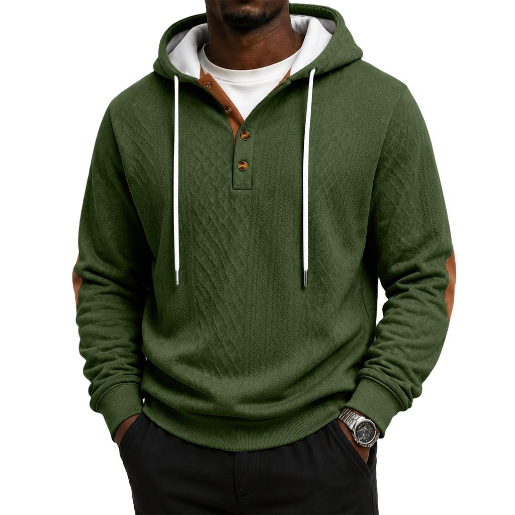 Men's Athletic Casual Pullover Hoodie, Color Pattern, Thick for Winter