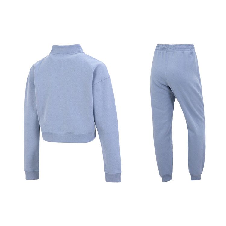 Puma Logo Print Stand Collar Jacket And Cuffed Long Sports Pants Set Women Sets Blue 522078-18