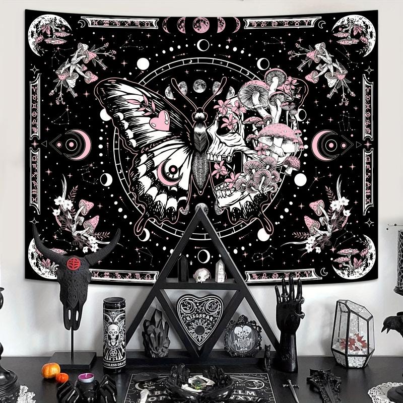 VIKAMA Psychedelic Butterfly Skeleton Mushroom Tapestry Living Room Dormitory Sofa Background Wall Bedroom Wall Decoration