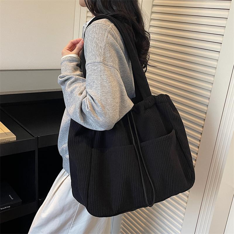 Corduroy Bag Women's Large Capacity Shoulder Shopping Bag Commuter Tote Bag