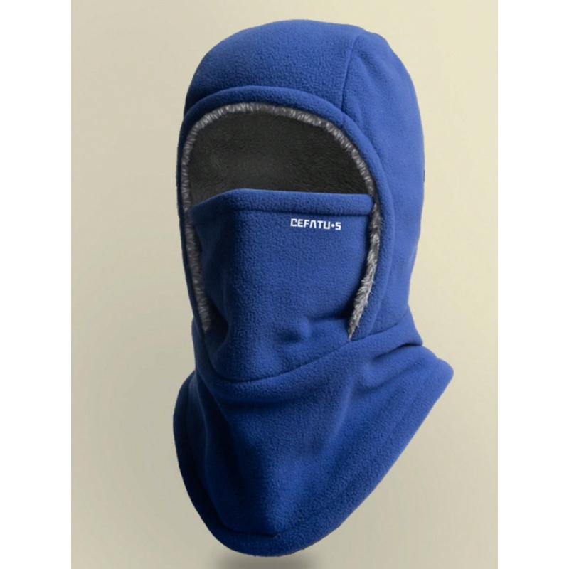 

Unisex Pullover Hat With Face Mask, Outdoor Windproof Warm Thermal Lined Neck Cover, Solid Color, Autumn/Winter A&one-size темно-синього кольору