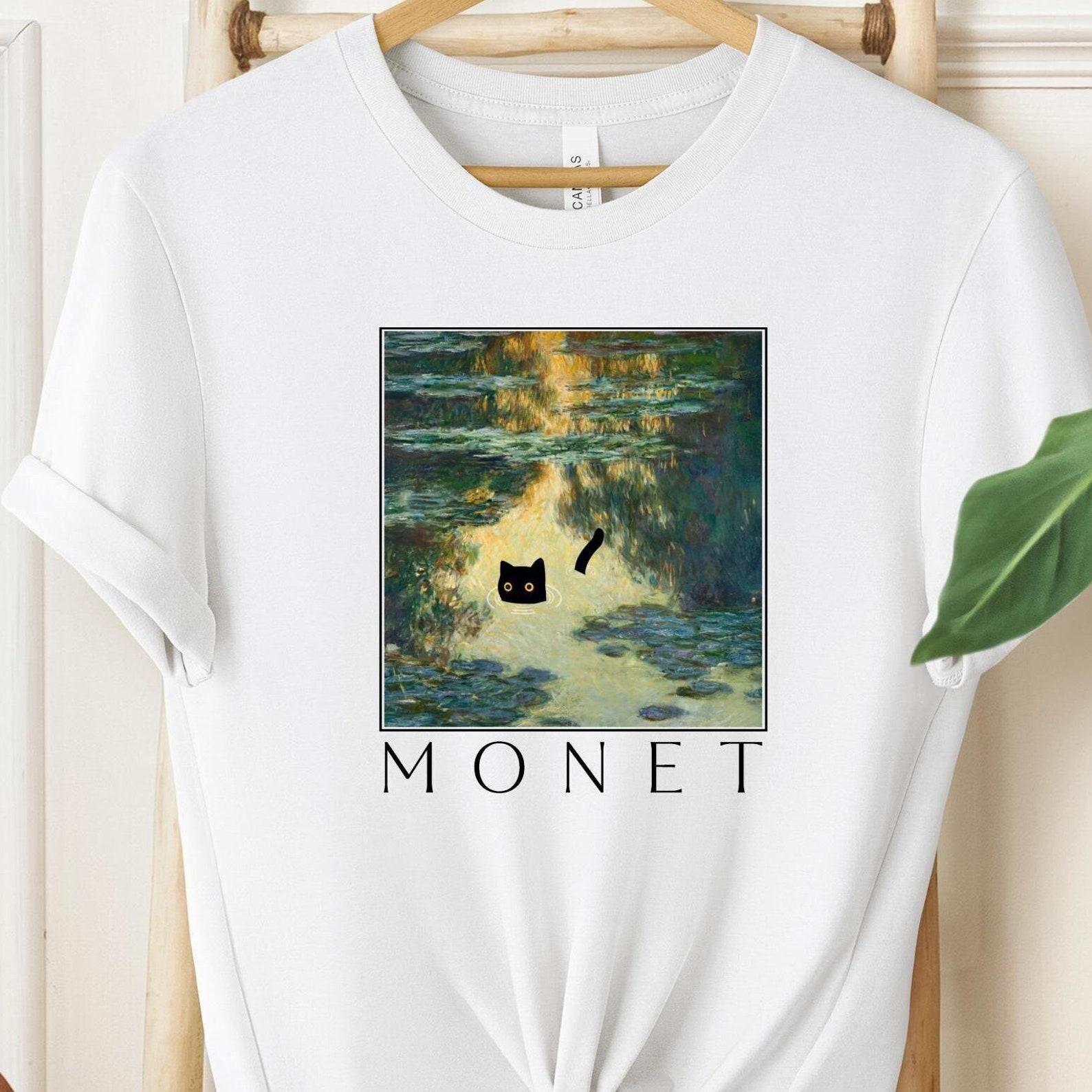 Monet Waterlily Cat T-Shirt: Claude Monet Inspired Unisex Tee S
